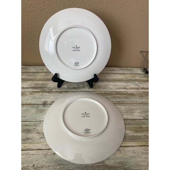 Kate Spade Lenox Wickford Felix Street Green Stripe Dinner Plates Set of 2 - Picture 4 of 8